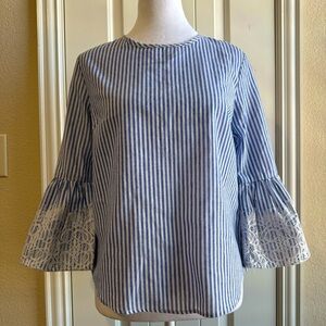 Kontrol contemporary bell sleeve striped top for women